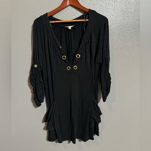 Black Women's Swim Coverup with Gold Accents